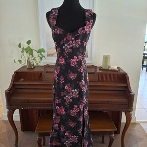 Hutch Black Maxi Dress with Pink Floral Design